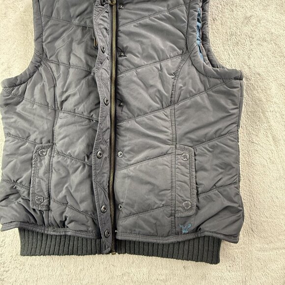 American Eagle Vest Womens Large Blue Hooded Sherpa Lined Quilted Full Zip Y2K - Picture 6 of 14